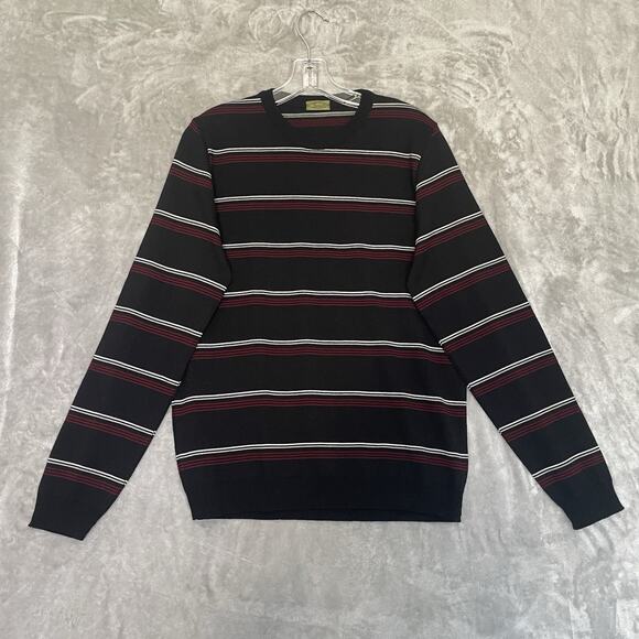 Scout Crewneck Sweater Mens Large Striped Merino Wool Made in Italy Pullover Top - Picture 1 of 8